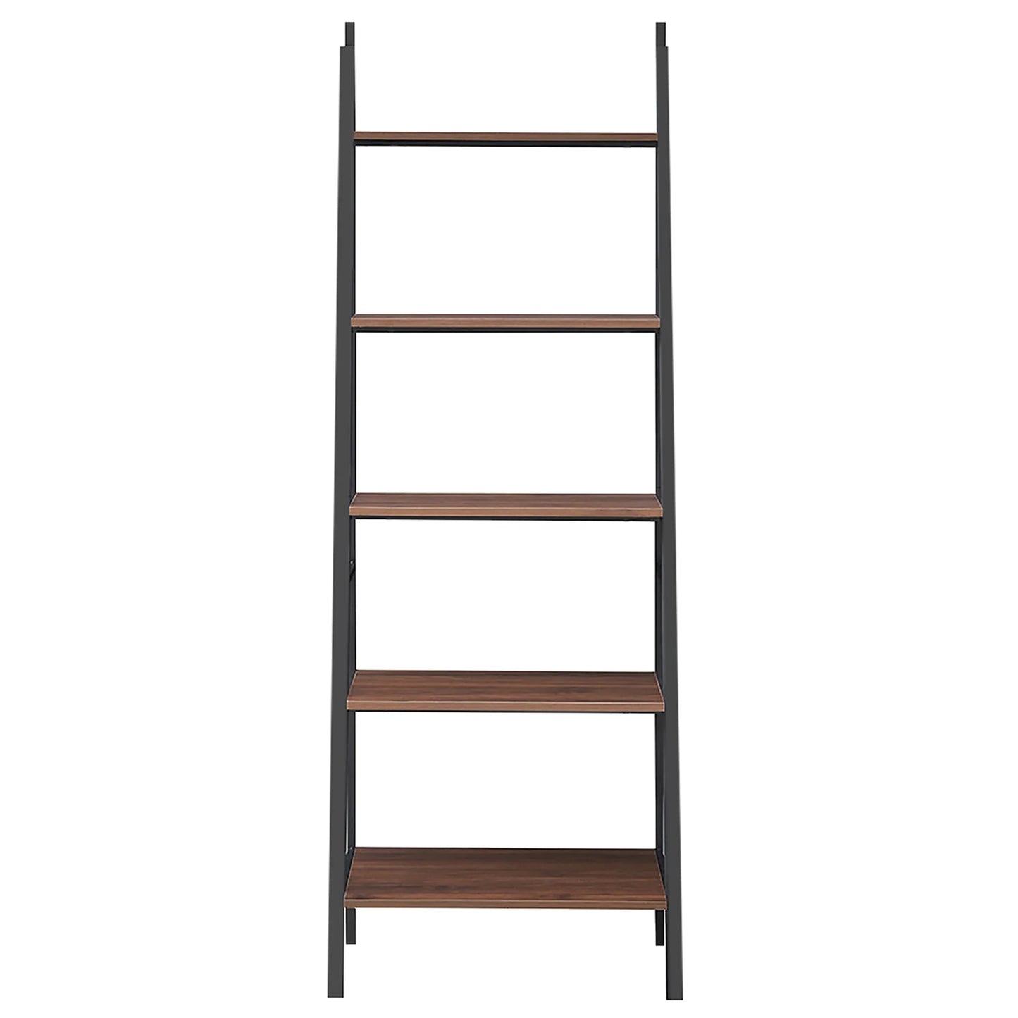 Costway  Ladder Shelf Rustic 5 Tier Leaning Bookshelf Wood Iron Bookcase