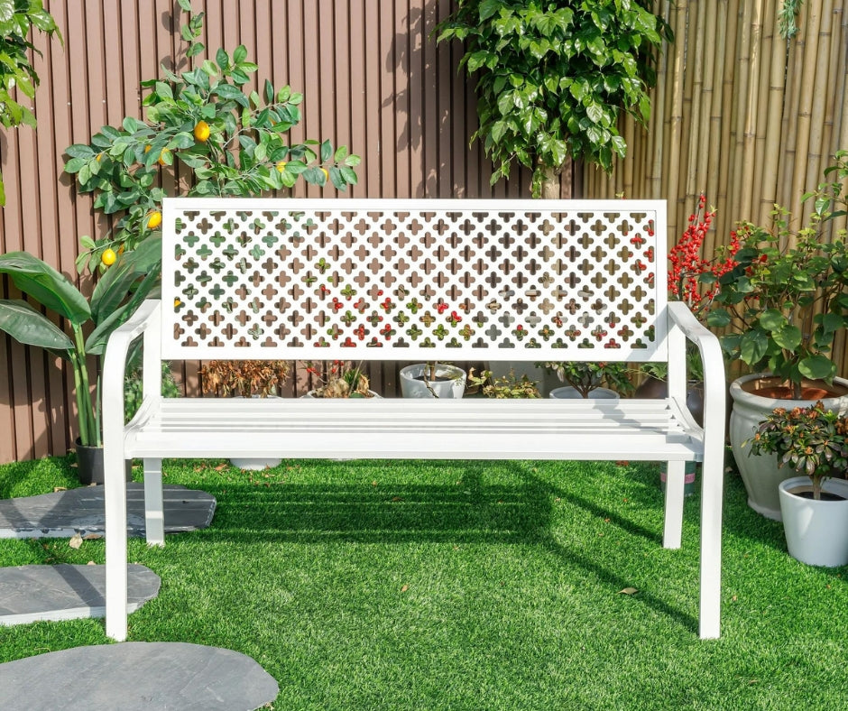 Outdoor Garden Bench (White)