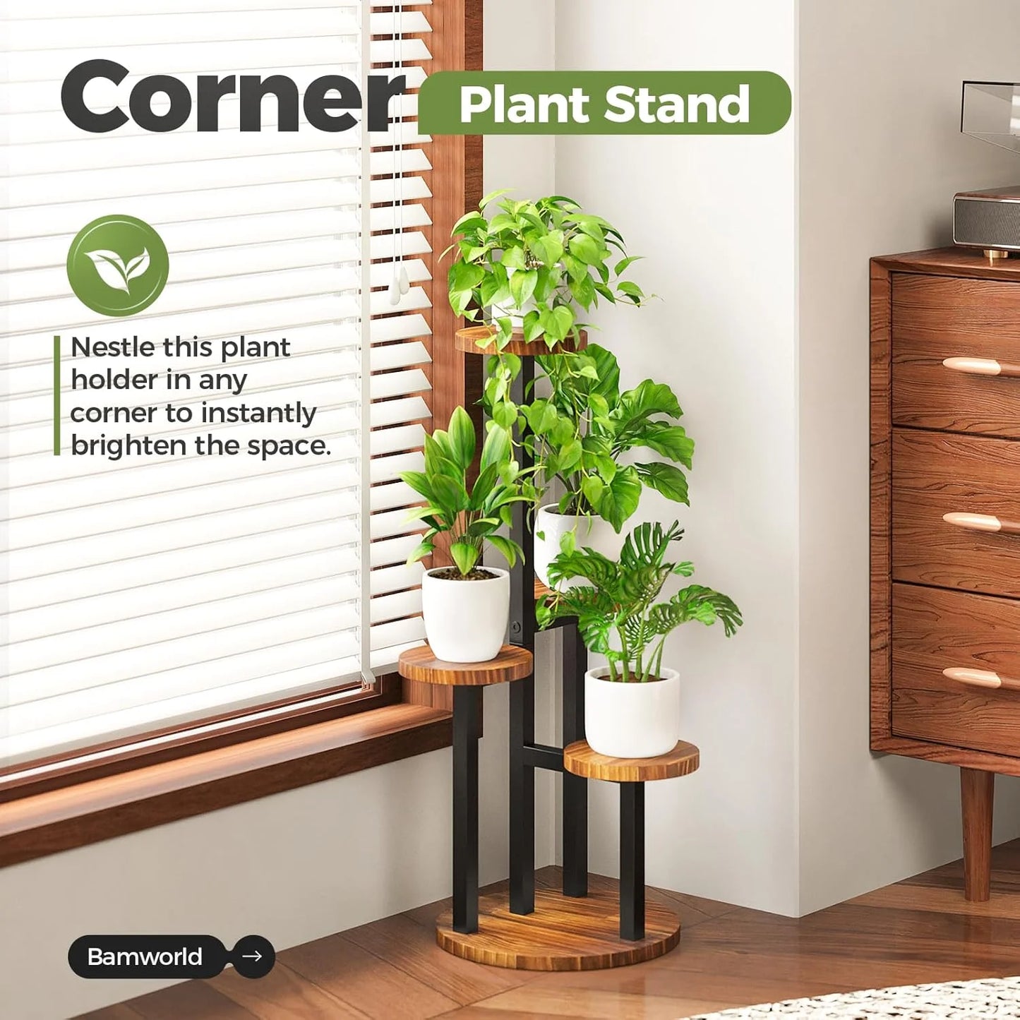 Costway  Indoor, Outdoor Corner 4 Tier Metal Plant Stand