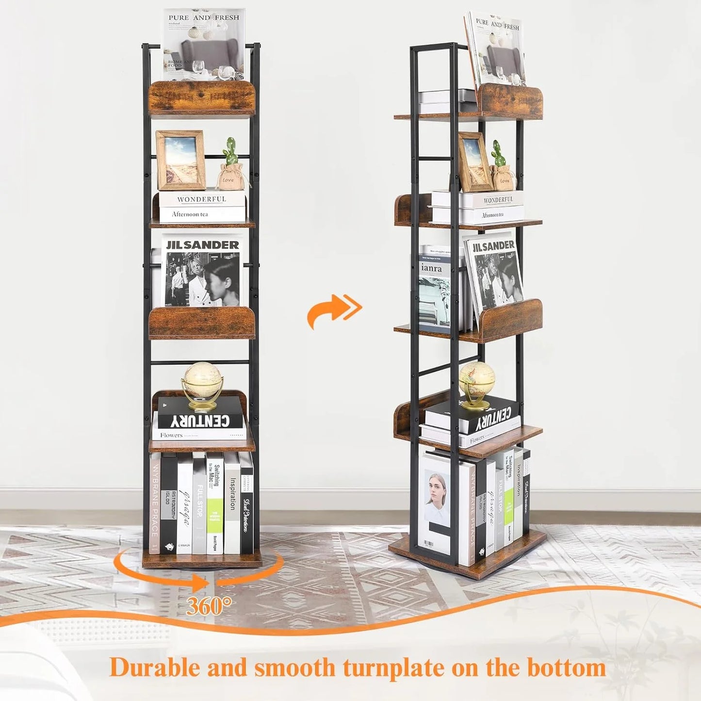 Costway 5-Tier Tall Bookshelf for Corner, Small Bookshelf for Small Spaces