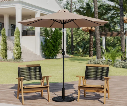 Outdoor Center Pole Patio Umbrella (Beige)