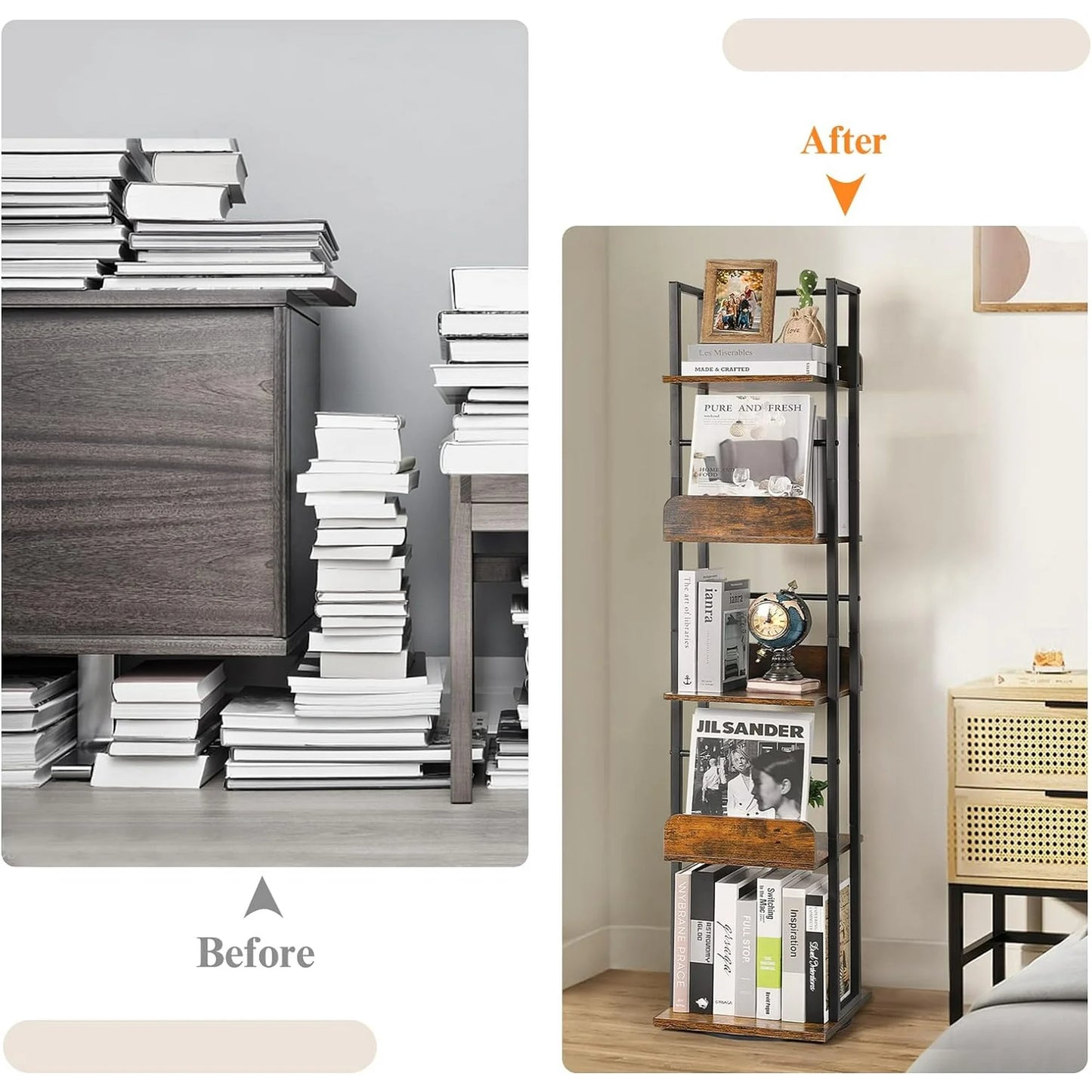 Costway 5-Tier Tall Bookshelf for Corner, Small Bookshelf for Small Spaces