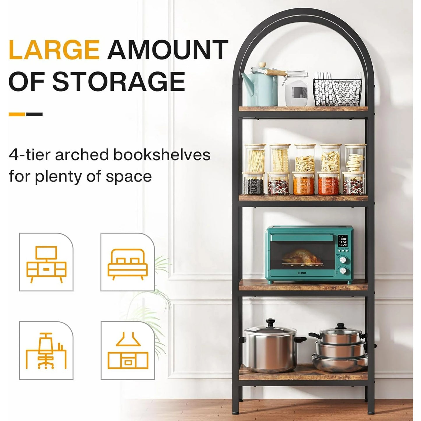 Costway 4-Tier Brown Wood & Iron Frame Book Shelf