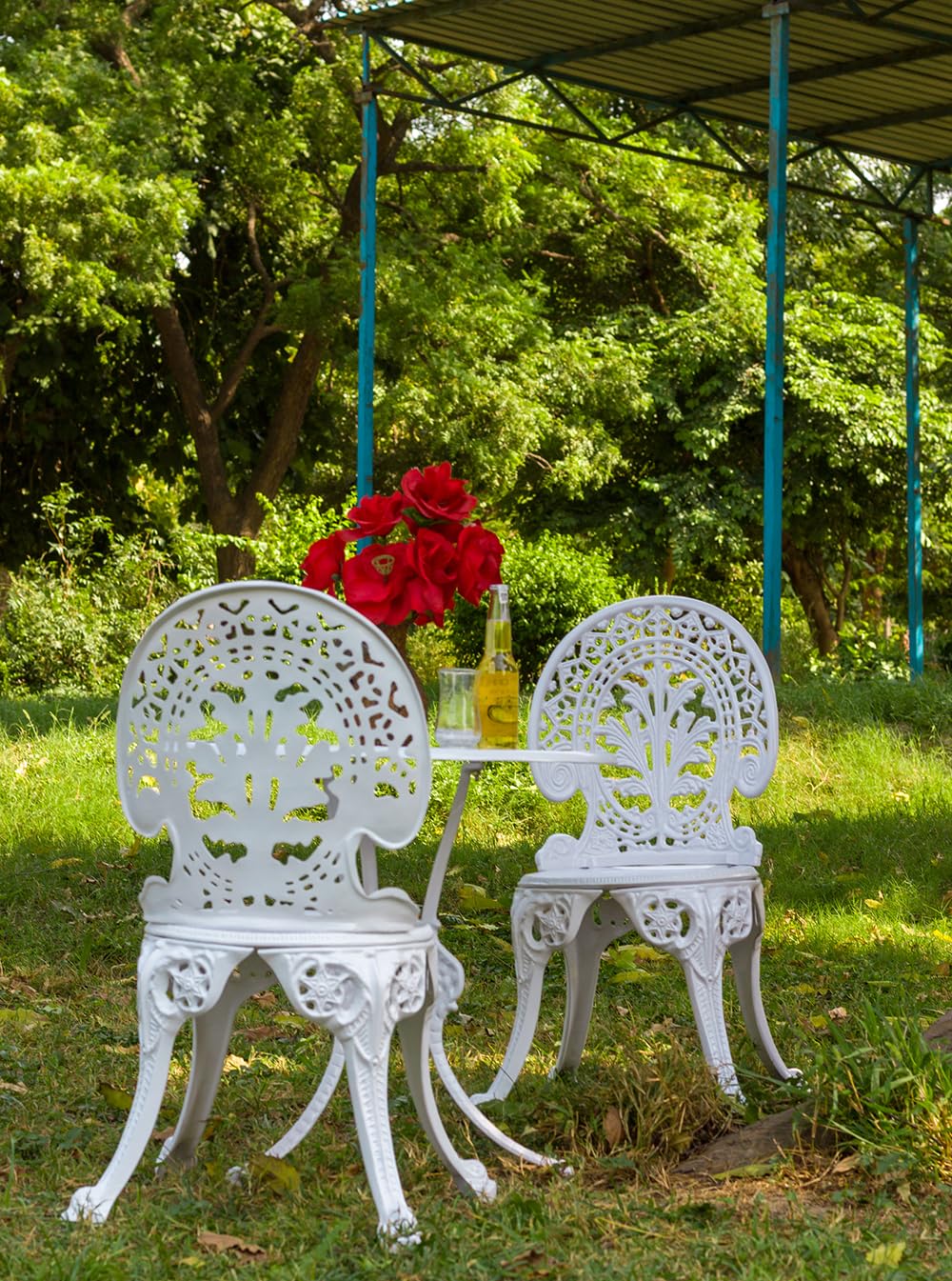 Costway Garden Patio Seating Chair and Table Set (White)