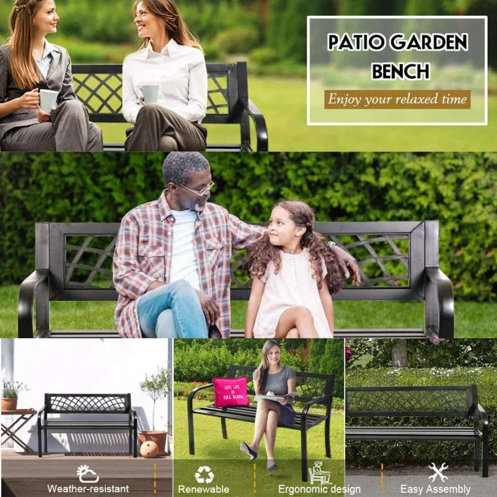 Outdoor Garden Bench (Black)