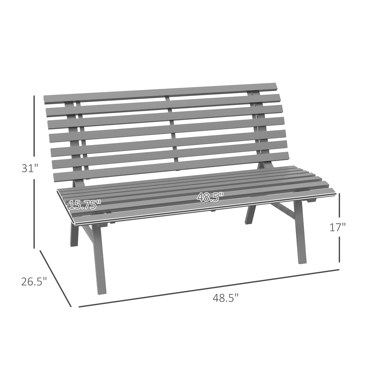 Outdoor Garden Bench (Grey)