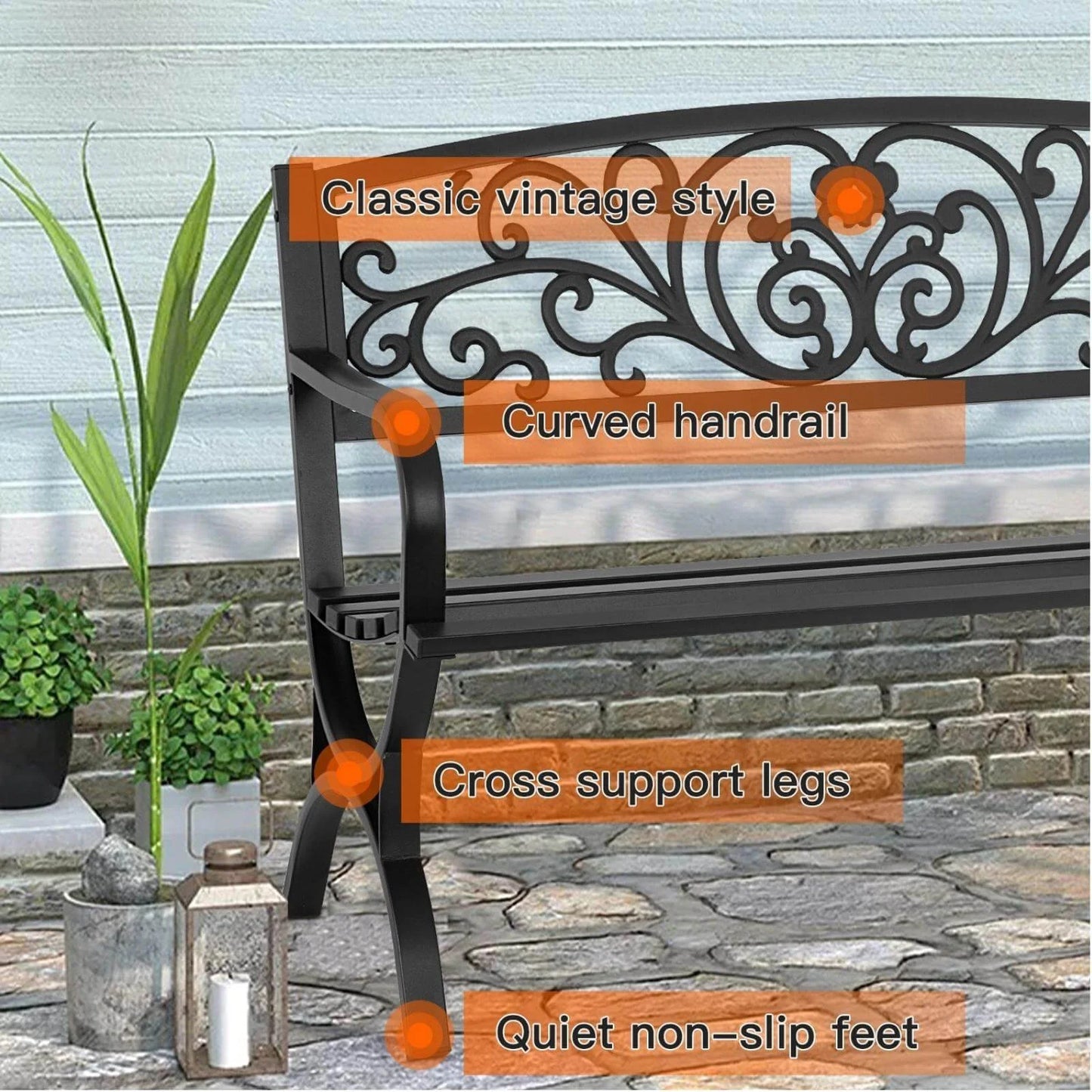 Outdoor Garden Bench (Black)