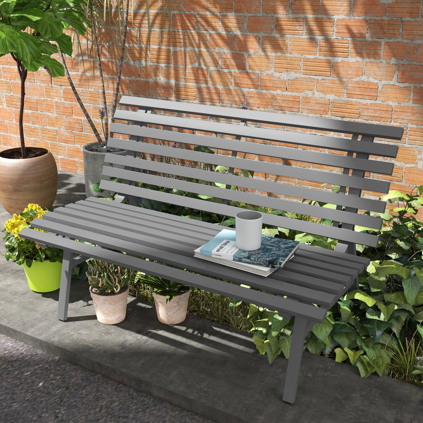 Outdoor Garden Bench (Grey)