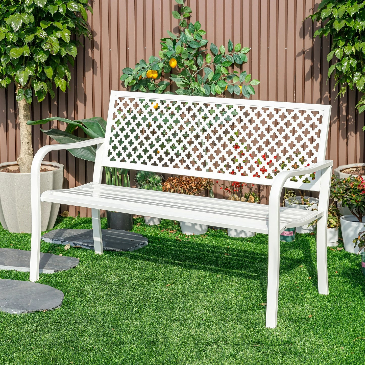 Outdoor Garden Bench (White)