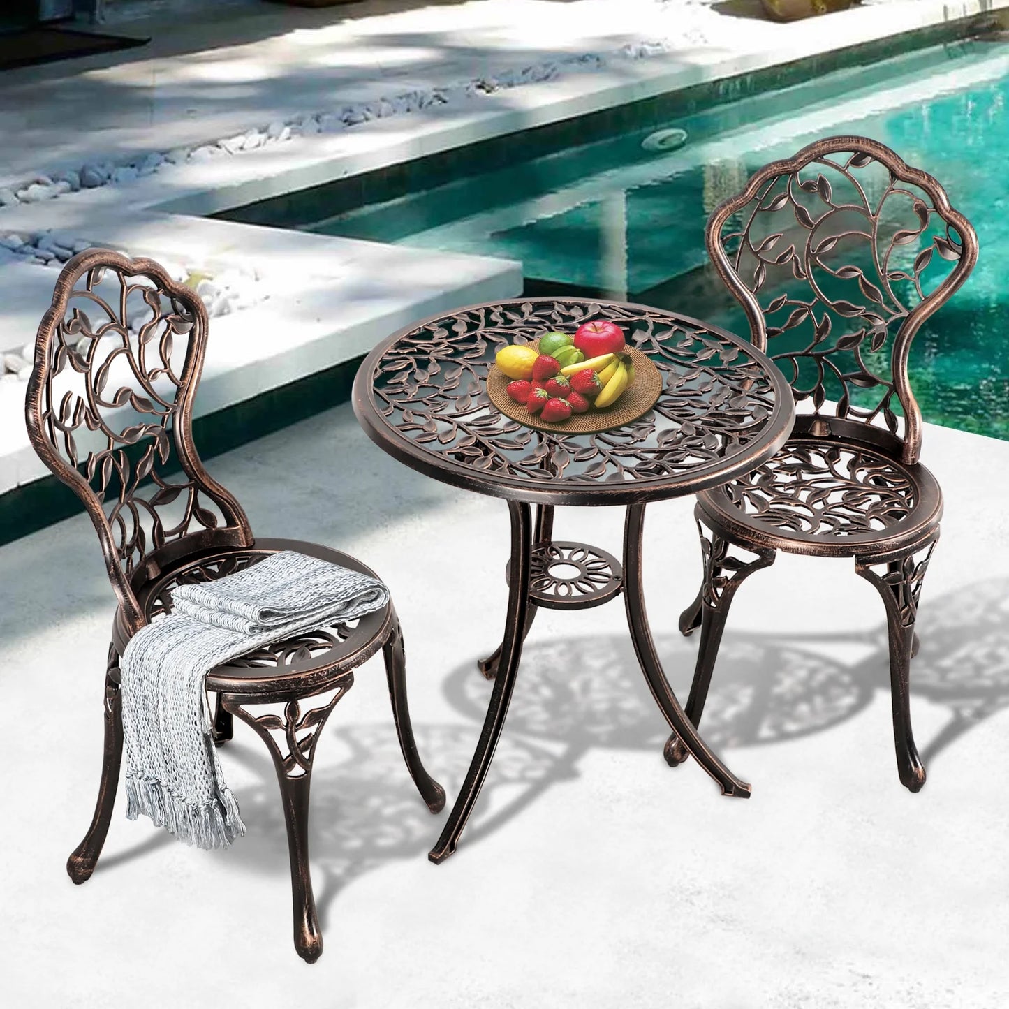 Costway Garden Patio Seating Chair and Table Set (Brown)